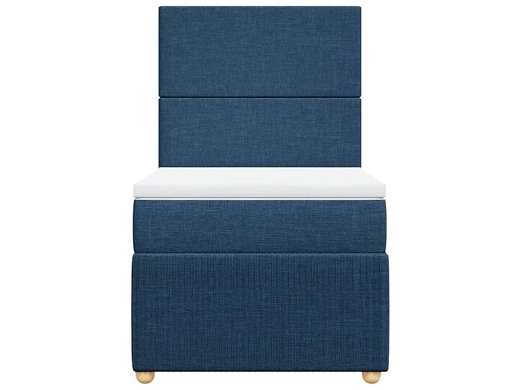Cama box spring con colchón tela azul 100x200 cm
