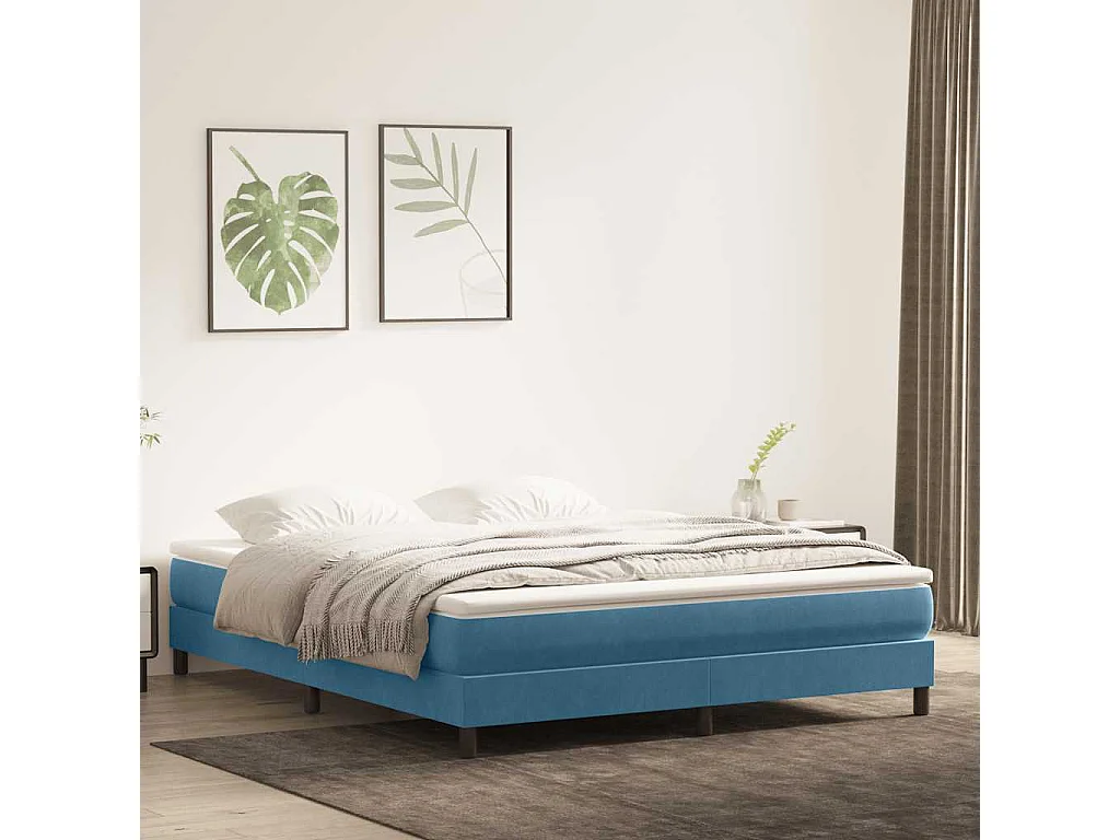 Boxspringbett ohne Matratze Dunkelblau 180x220 cm Samt
