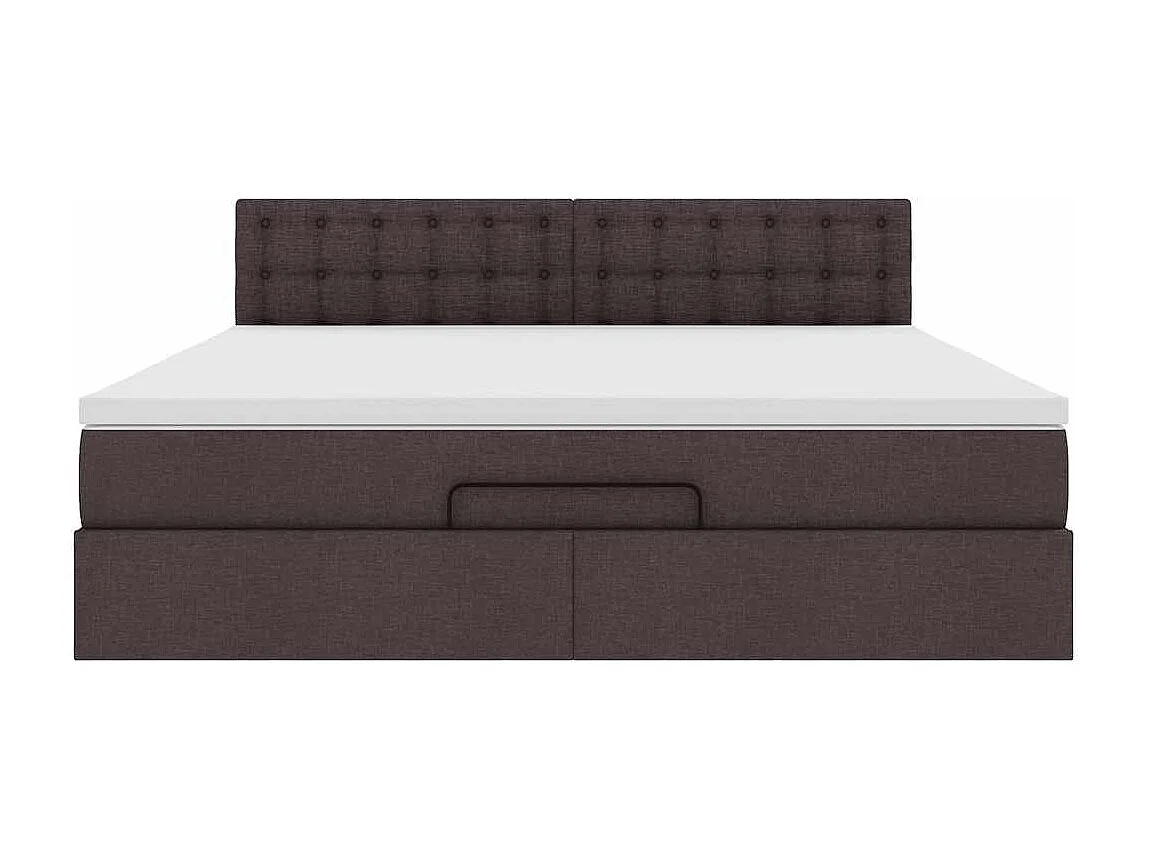Cadre de lit ottoman avec matelas marron foncé 160x200 cm tissu