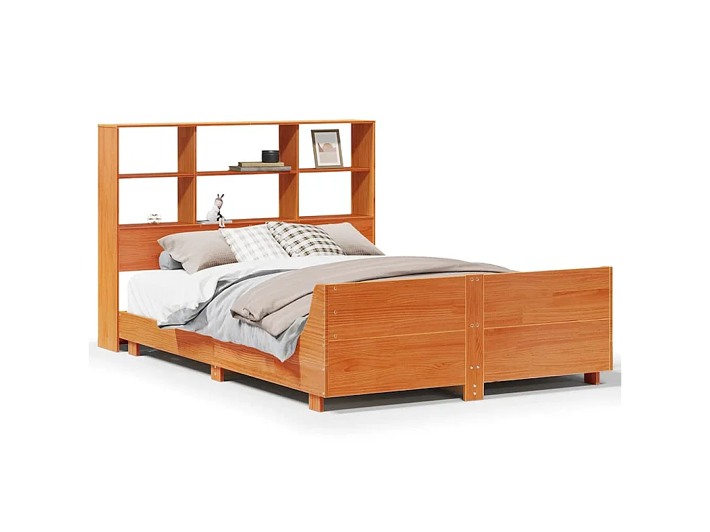 Massivholzbett ohne Matratze Wachsbraun 140x190 cm Kiefernholz