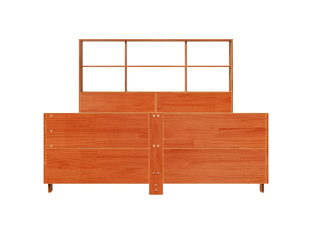 Massivholzbett ohne Matratze Wachsbraun 140x190 cm Kiefernholz