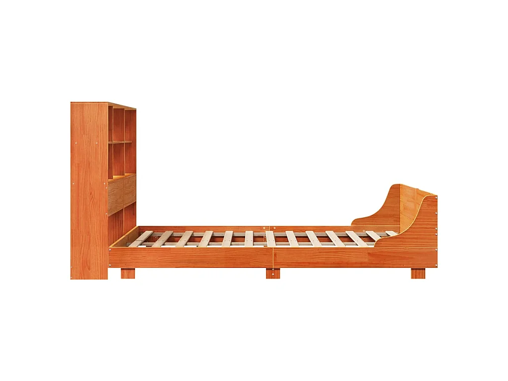 Massivholzbett ohne Matratze Wachsbraun 140x190 cm Kiefernholz