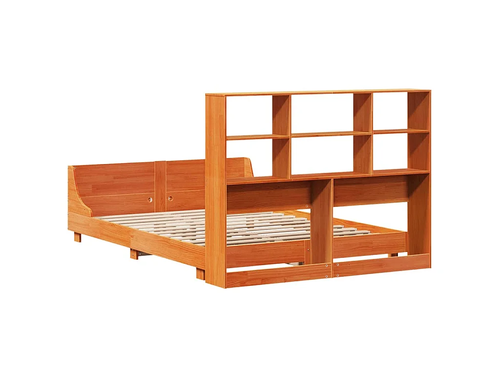 Massivholzbett ohne Matratze Wachsbraun 140x190 cm Kiefernholz
