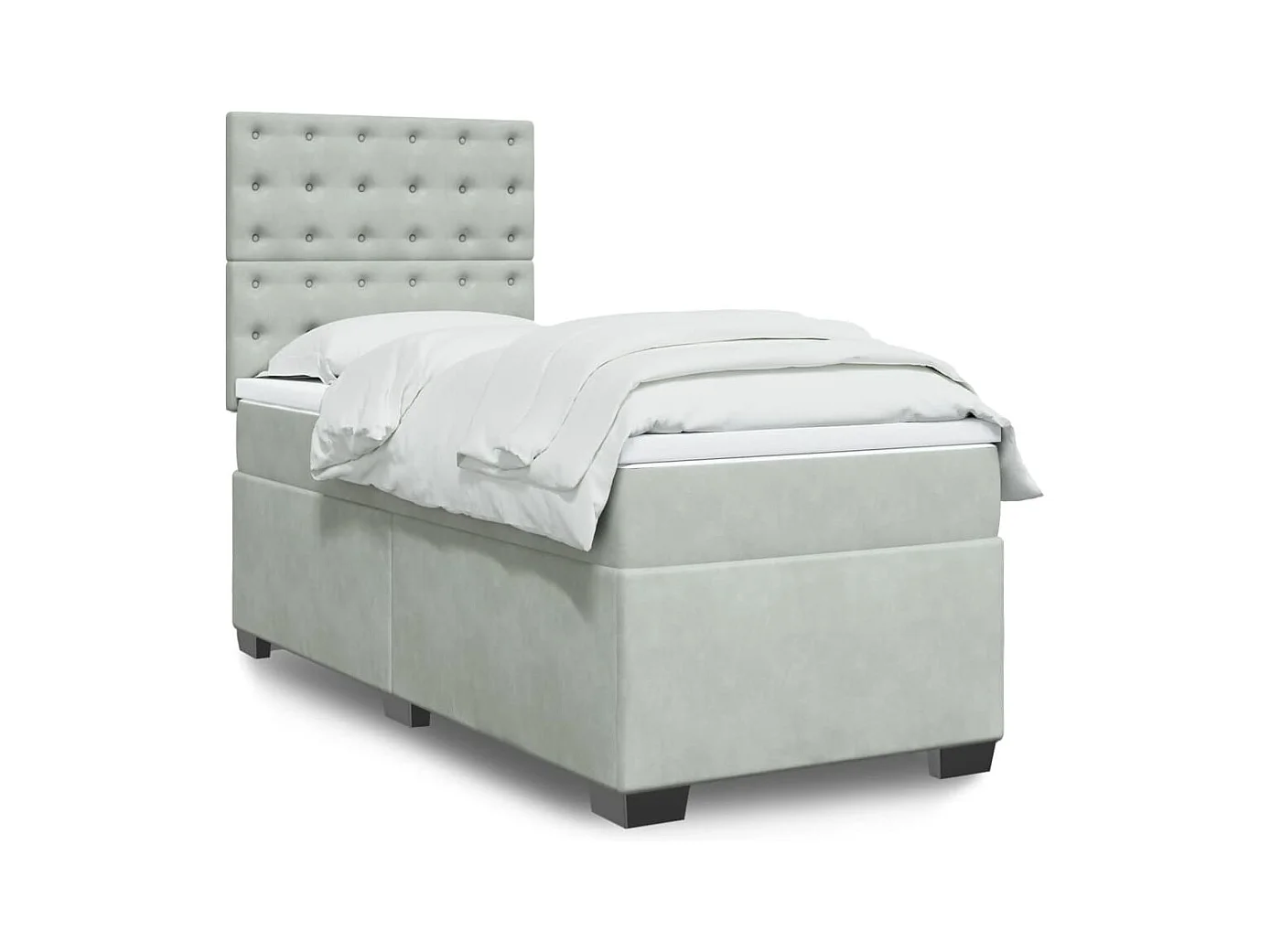 Sommier à lattes de lit et matelas Gris clair 100x200cm Velours