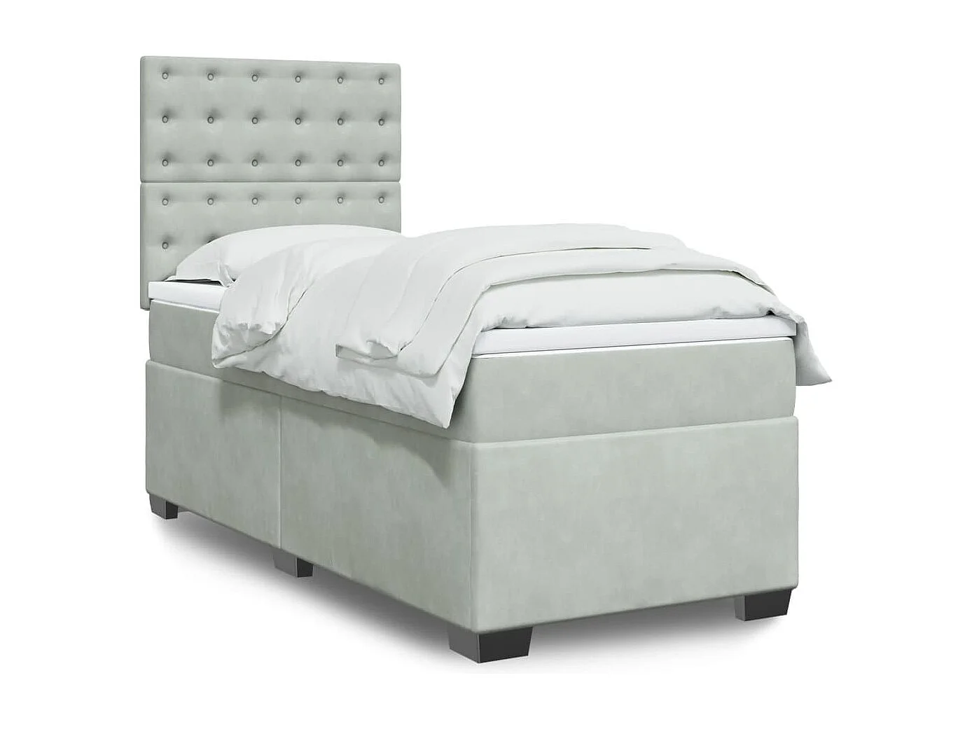 Sommier à lattes de lit et matelas Gris clair 100x200cm Velours