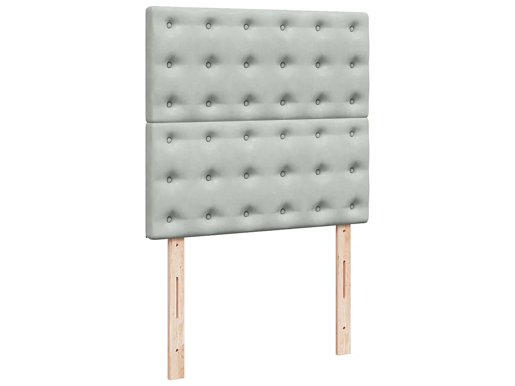 Cama box spring con colchón terciopelo gris claro 100x200 cm