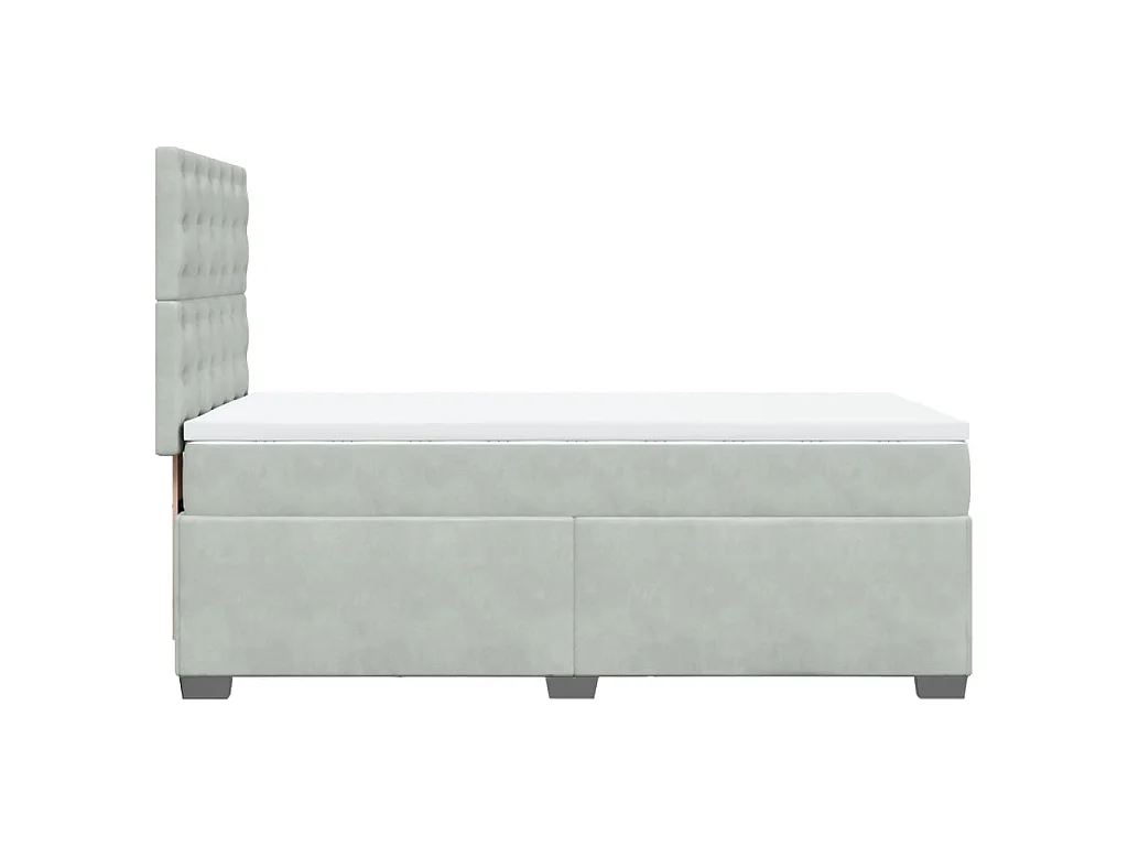 Cama box spring con colchón terciopelo gris claro 100x200 cm