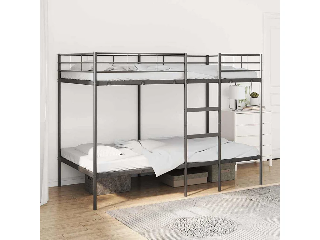 Lit superposé sans matelas noir 100x200 cm acier