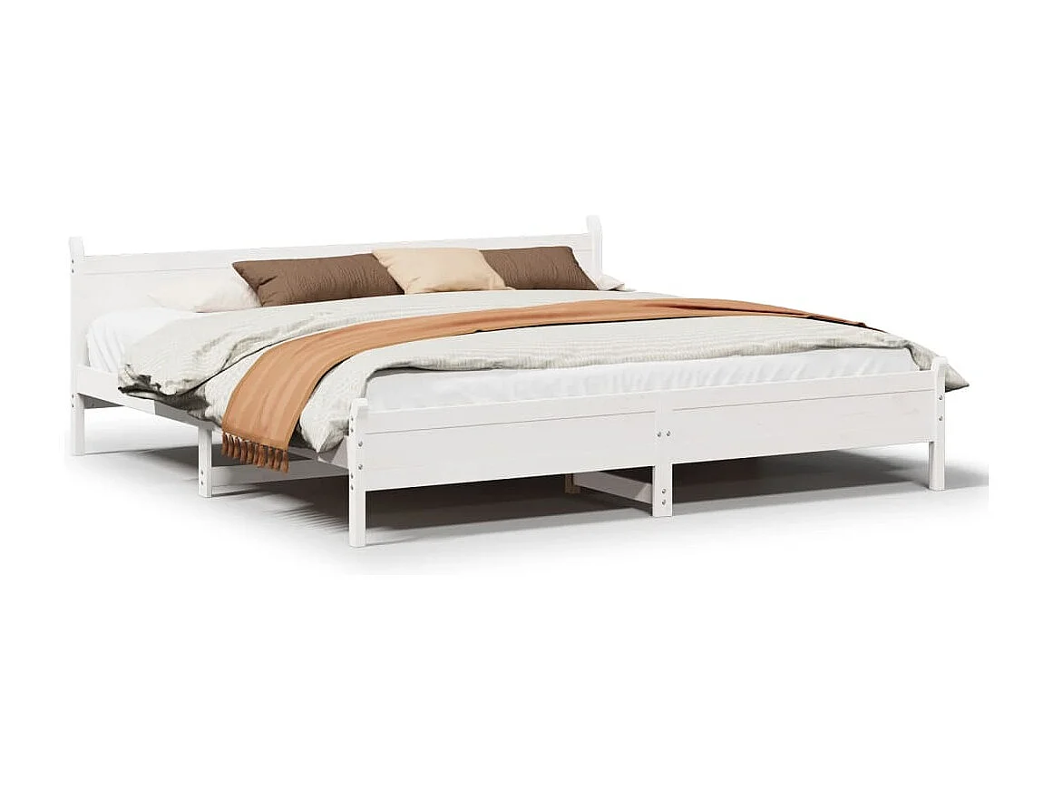 Cama sin colchón madera maciza de pino blanca 180x200 cm