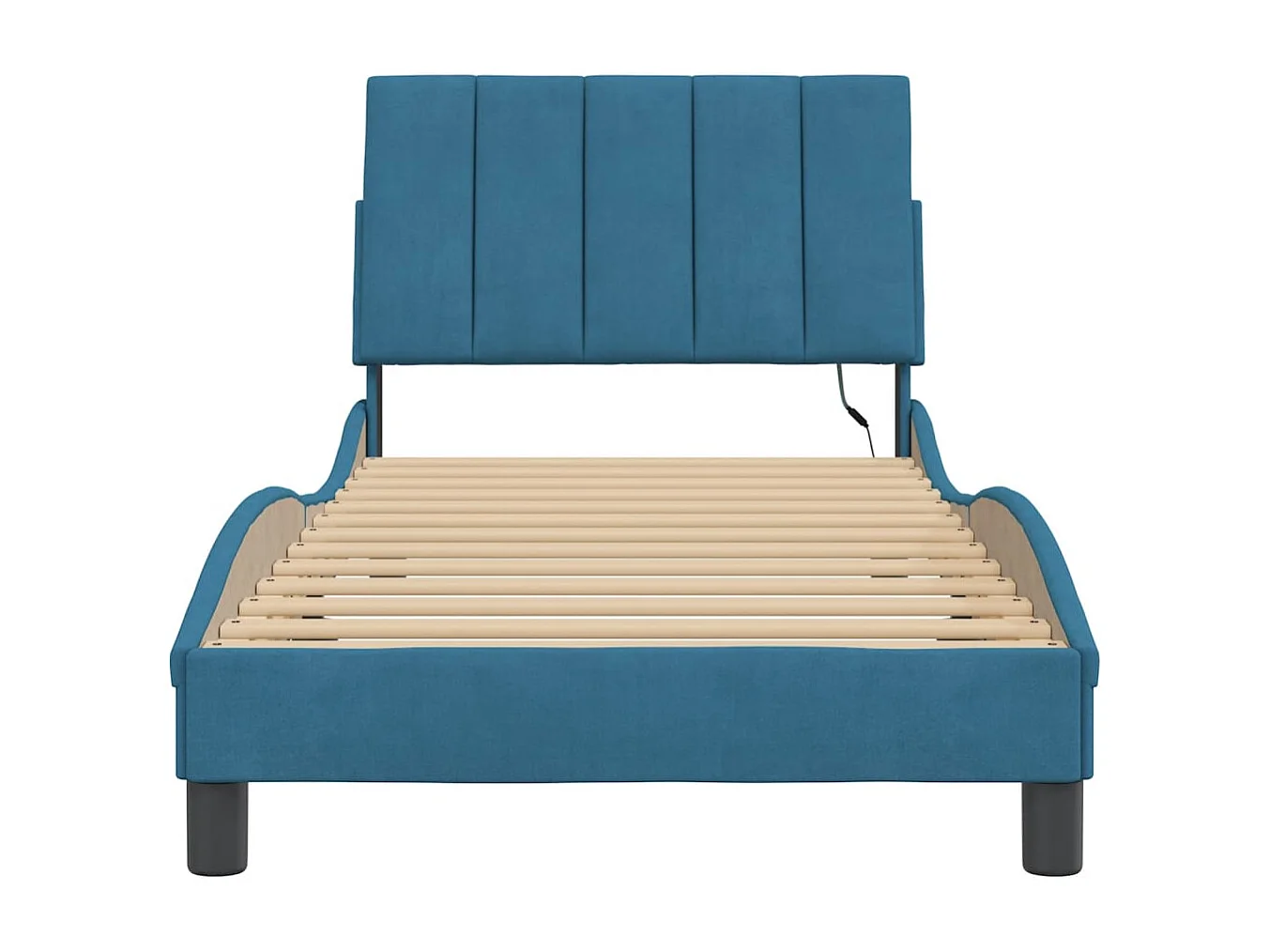 Cadre de lit avec LED sans matelas Hanko bleu 90x200 cm velours