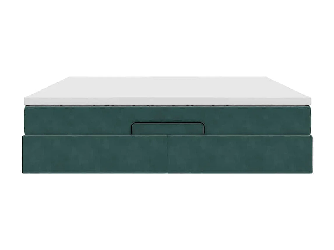 Cadre de lit ottoman avec matelas vert foncé 160x200 cm velours