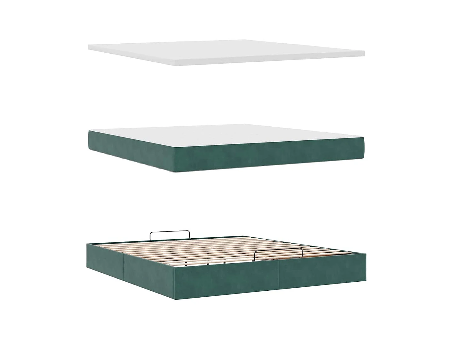 Cadre de lit ottoman avec matelas vert foncé 160x200 cm velours