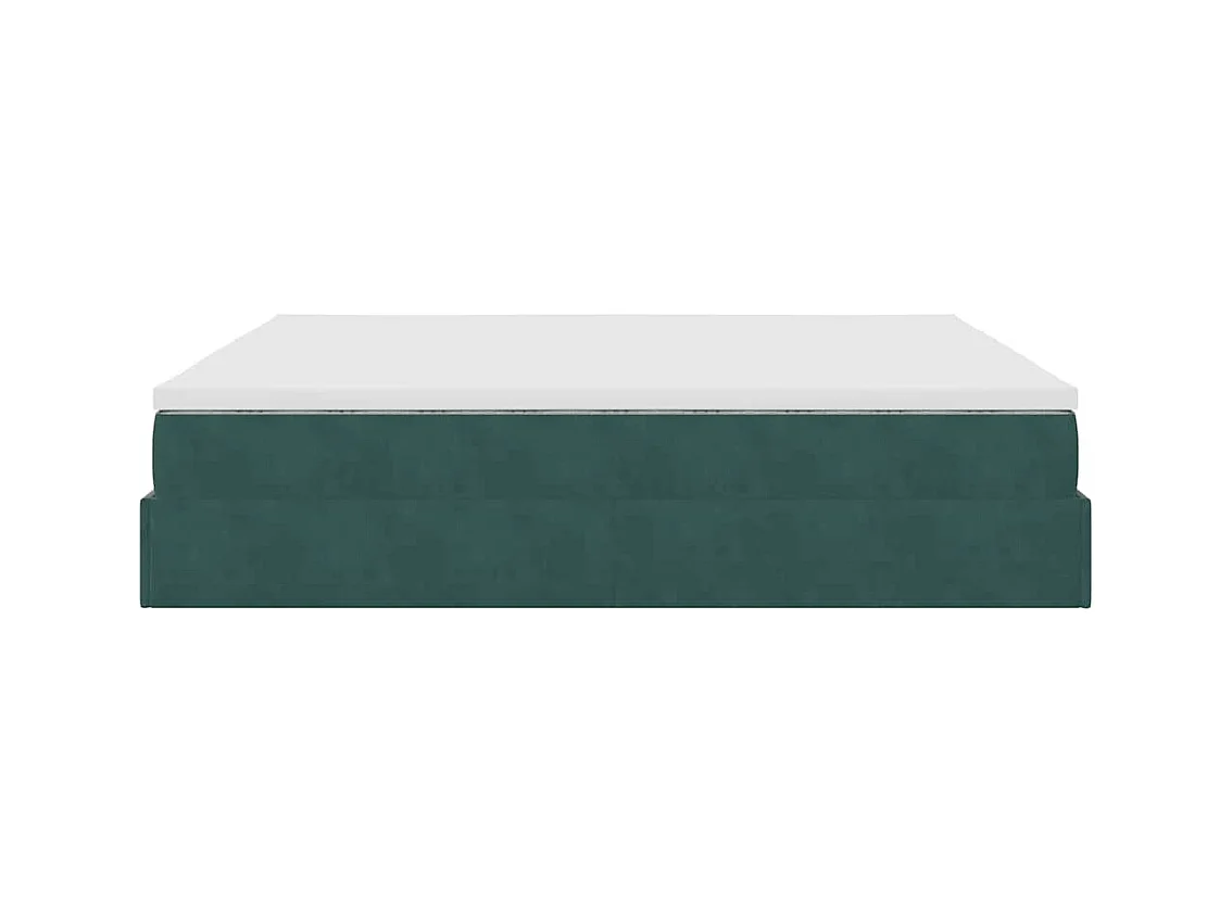 Cadre de lit ottoman avec matelas vert foncé 160x200 cm velours