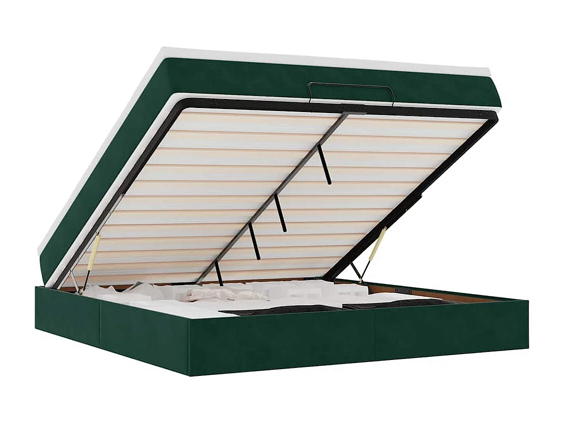 Ottoman-Bett mit Matratze Dunkelgrün 160x200 cm Samt