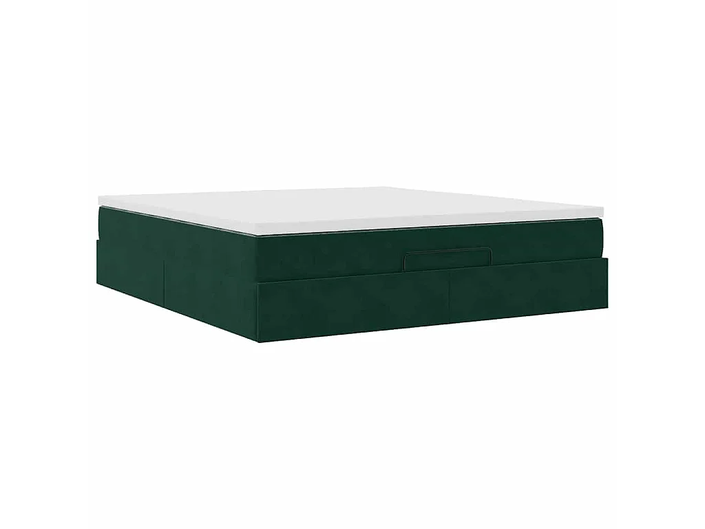 Cadre de lit ottoman avec matelas vert foncé 160x200 cm velours