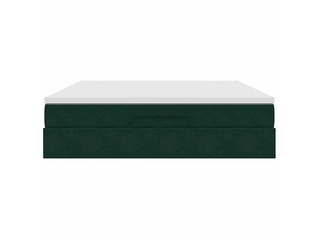 Cadre de lit ottoman avec matelas vert foncé 160x200 cm velours