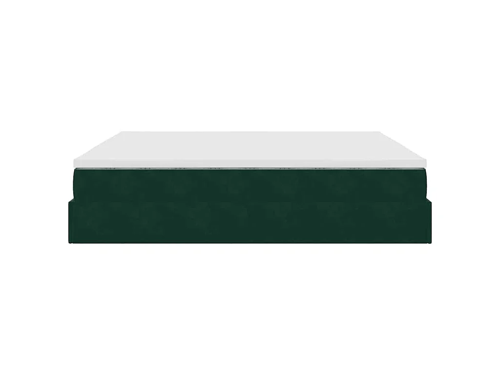 Cadre de lit ottoman avec matelas vert foncé 160x200 cm velours