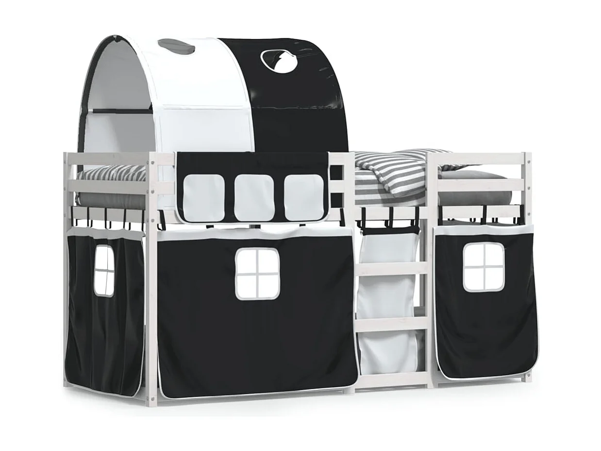 Letto a Castello senza Materasso Bianco e Nero 90x200cm in Pino