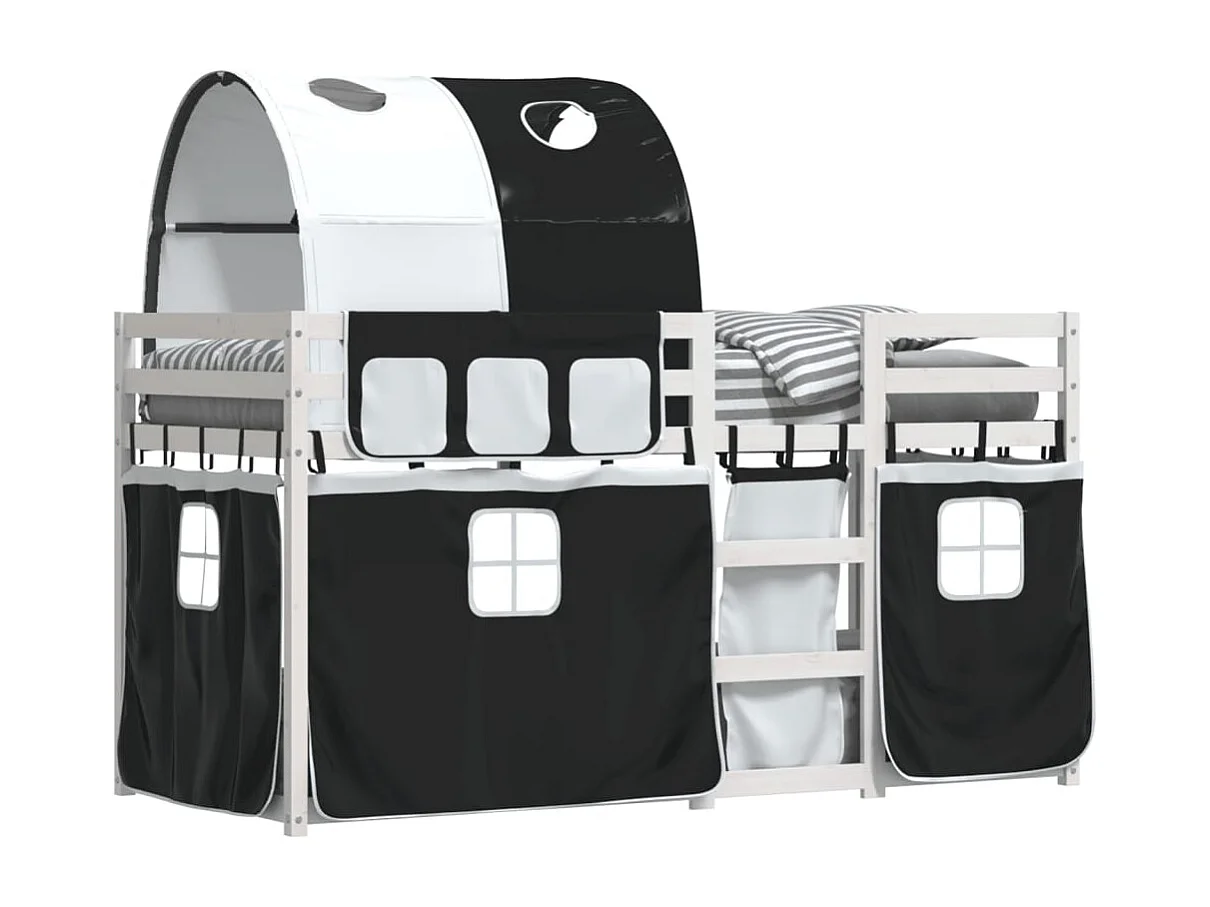 Letto a Castello senza Materasso Bianco e Nero 90x200cm in Pino