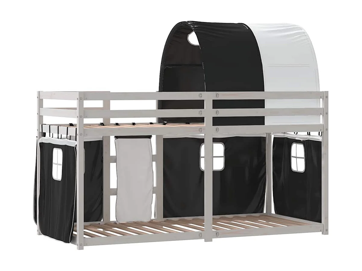 Letto a Castello senza Materasso Bianco e Nero 90x200cm in Pino