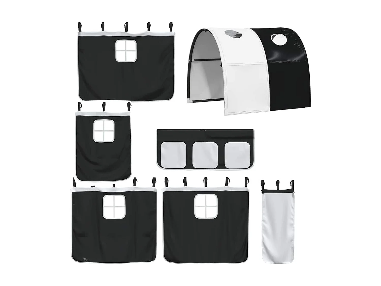 Letto a Castello senza Materasso Bianco e Nero 90x200cm in Pino