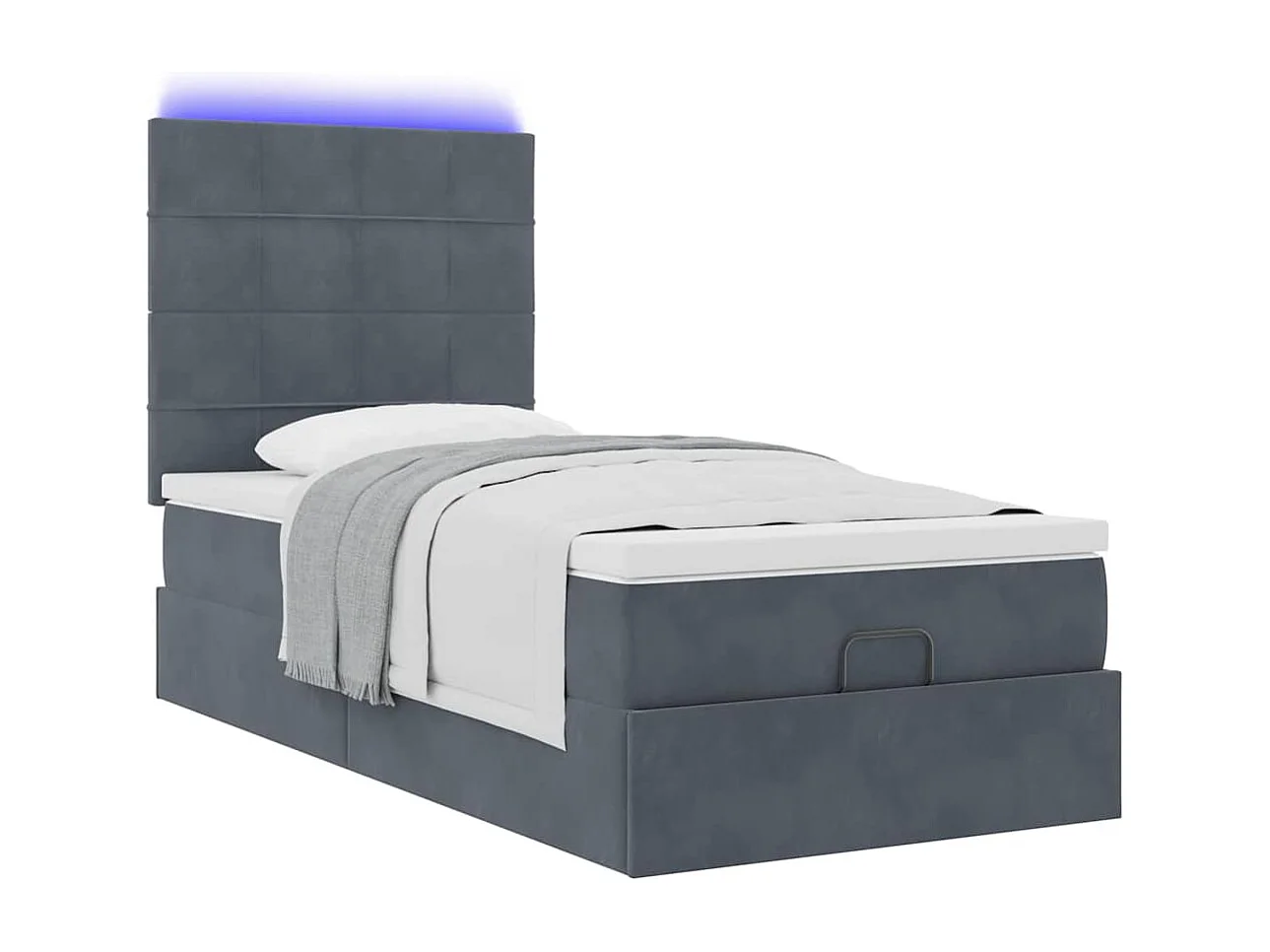 Ottoman bed met matrassen en LED's 90x190cm fluweel donkergrijs