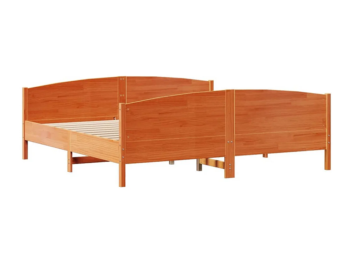 Cadre de lit sans matelas cire marron 180x200cm bois pin massif