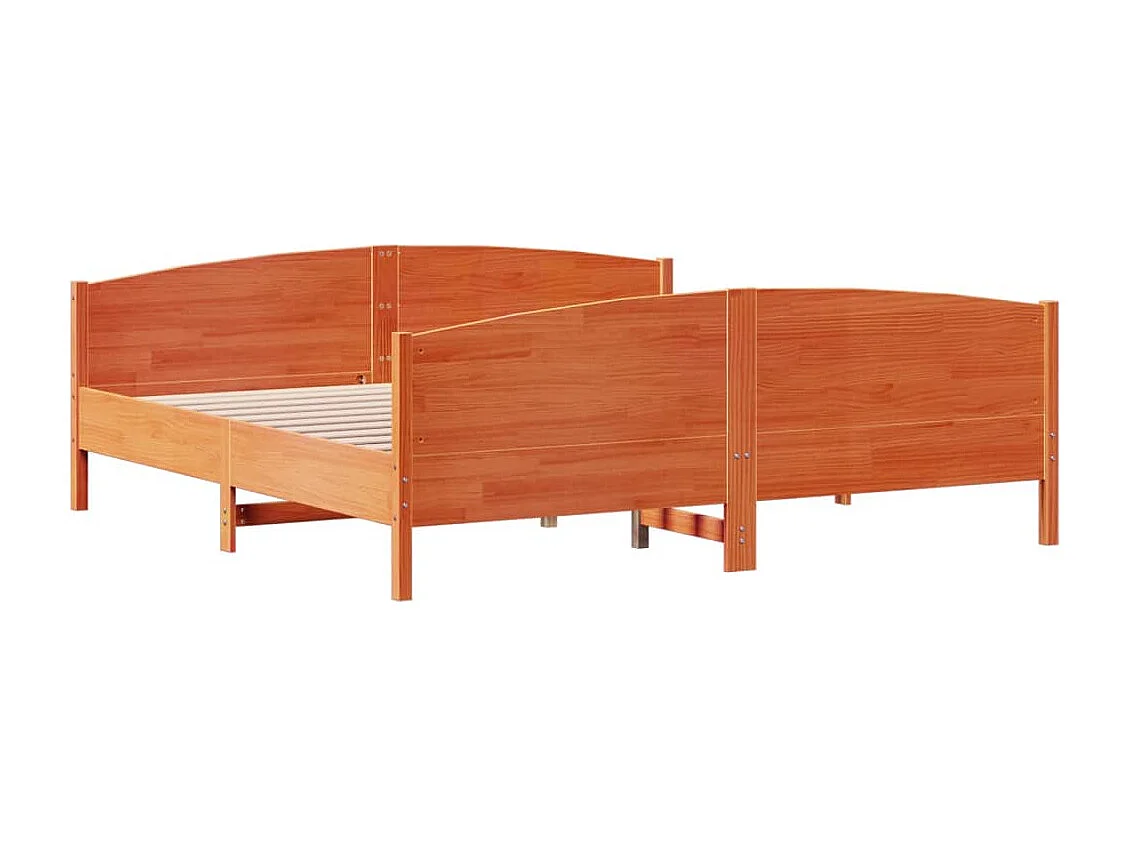 Cadre de lit sans matelas cire marron 180x200cm bois pin massif
