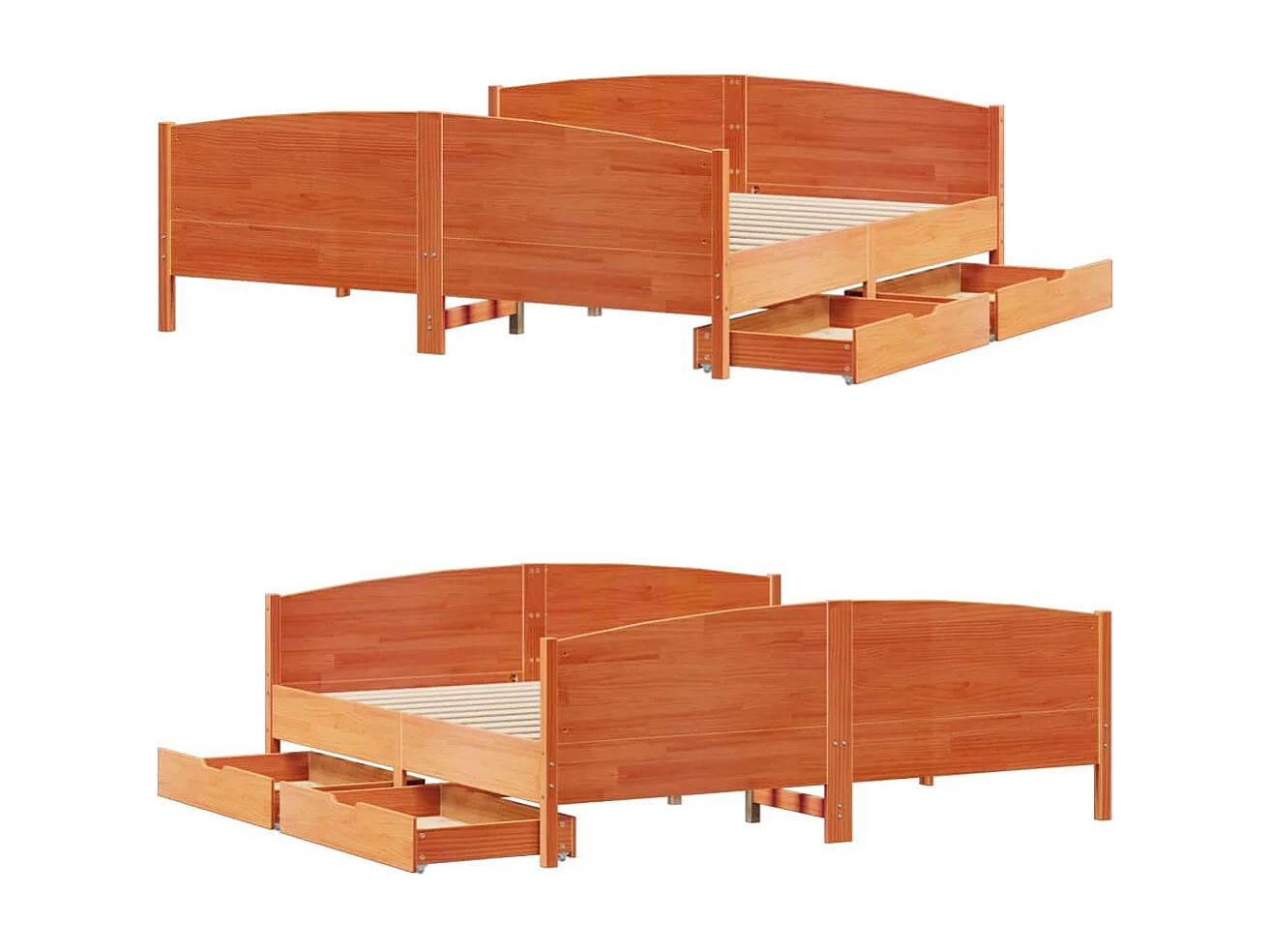 Cadre de lit sans matelas cire marron 180x200cm bois pin massif