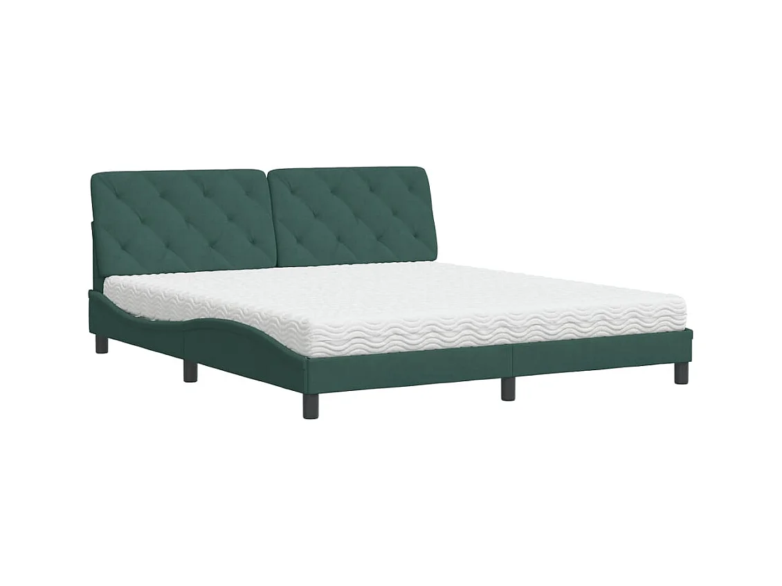 Lit avec matelas vert foncé 180x200 cm velours