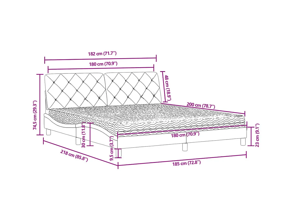 Lit avec matelas vert foncé 180x200 cm velours