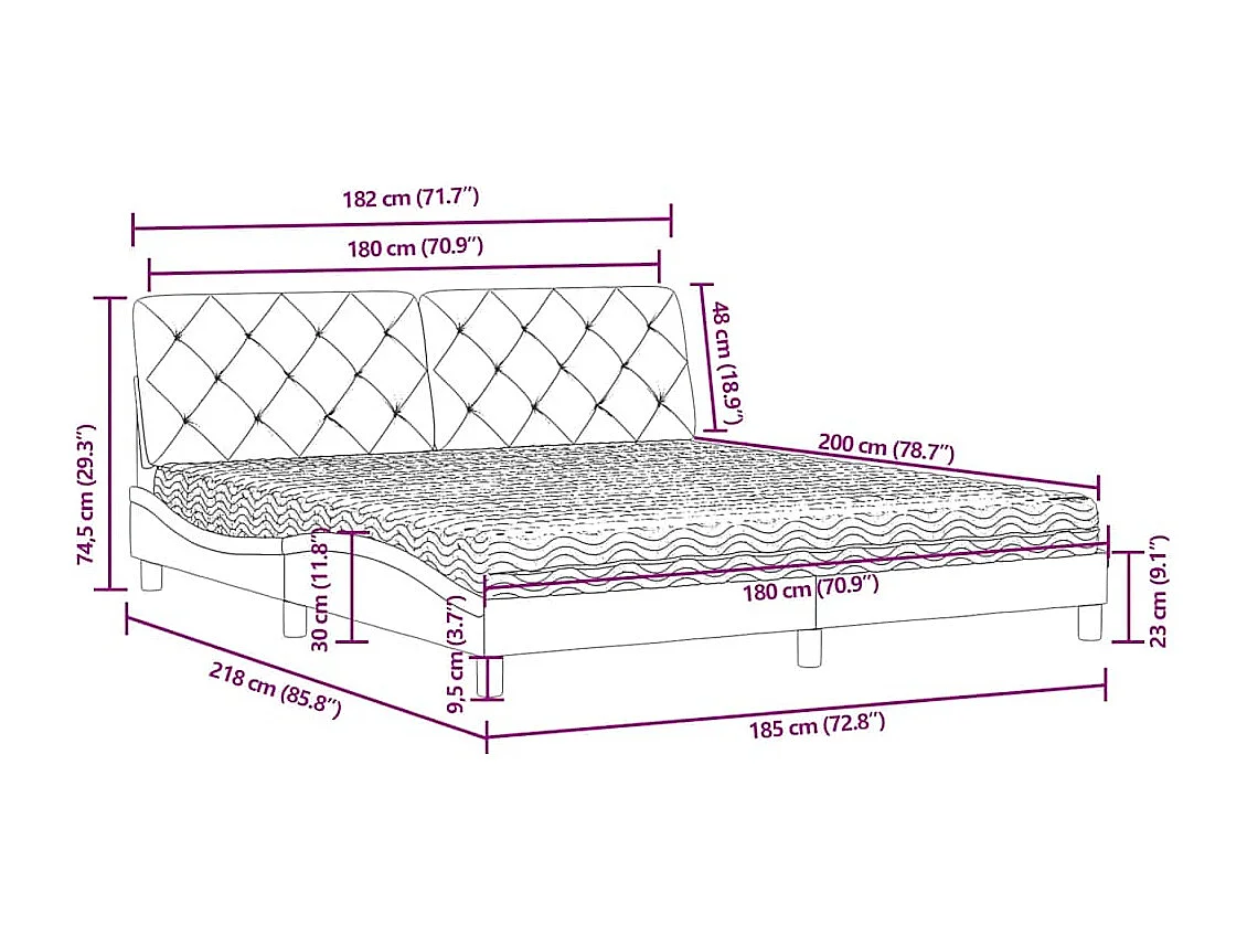 Bett mit Matratze Dunkelgrün 180x200 cm Samt