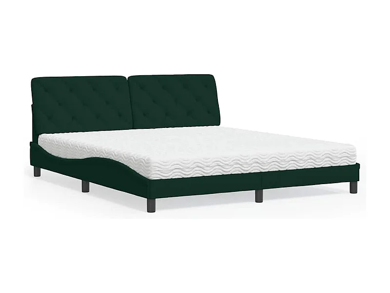 Lit avec matelas vert foncé 180x200 cm velours