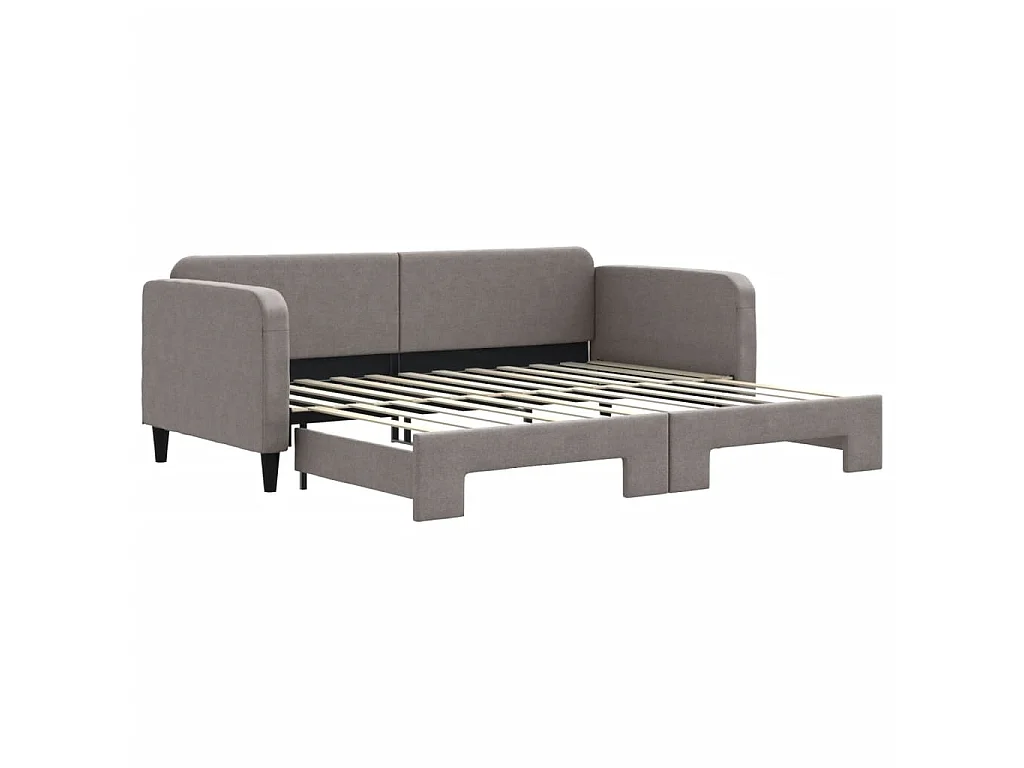 Tagesbett Ausziehbar Taupe 90x200 cm Stoff
