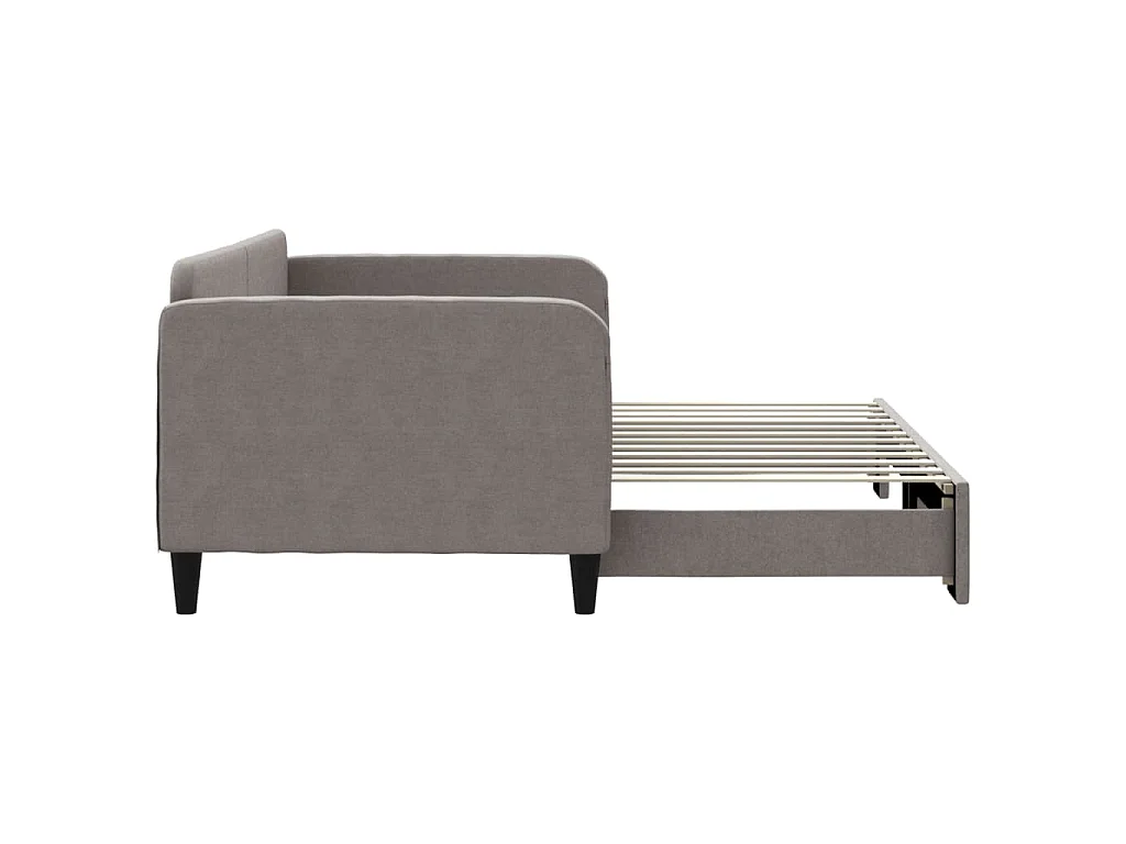 Tagesbett Ausziehbar Taupe 90x200 cm Stoff