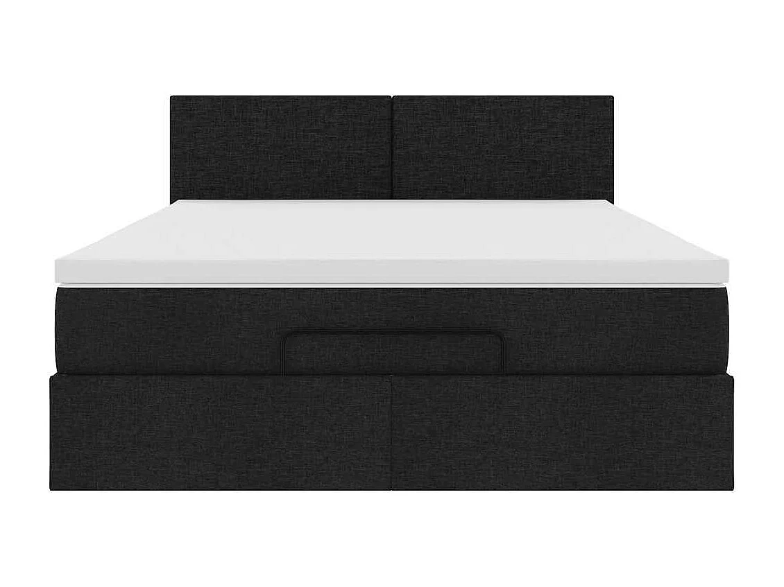 Lit ottoman avec matelas et LED noir 140x190 cm tissu