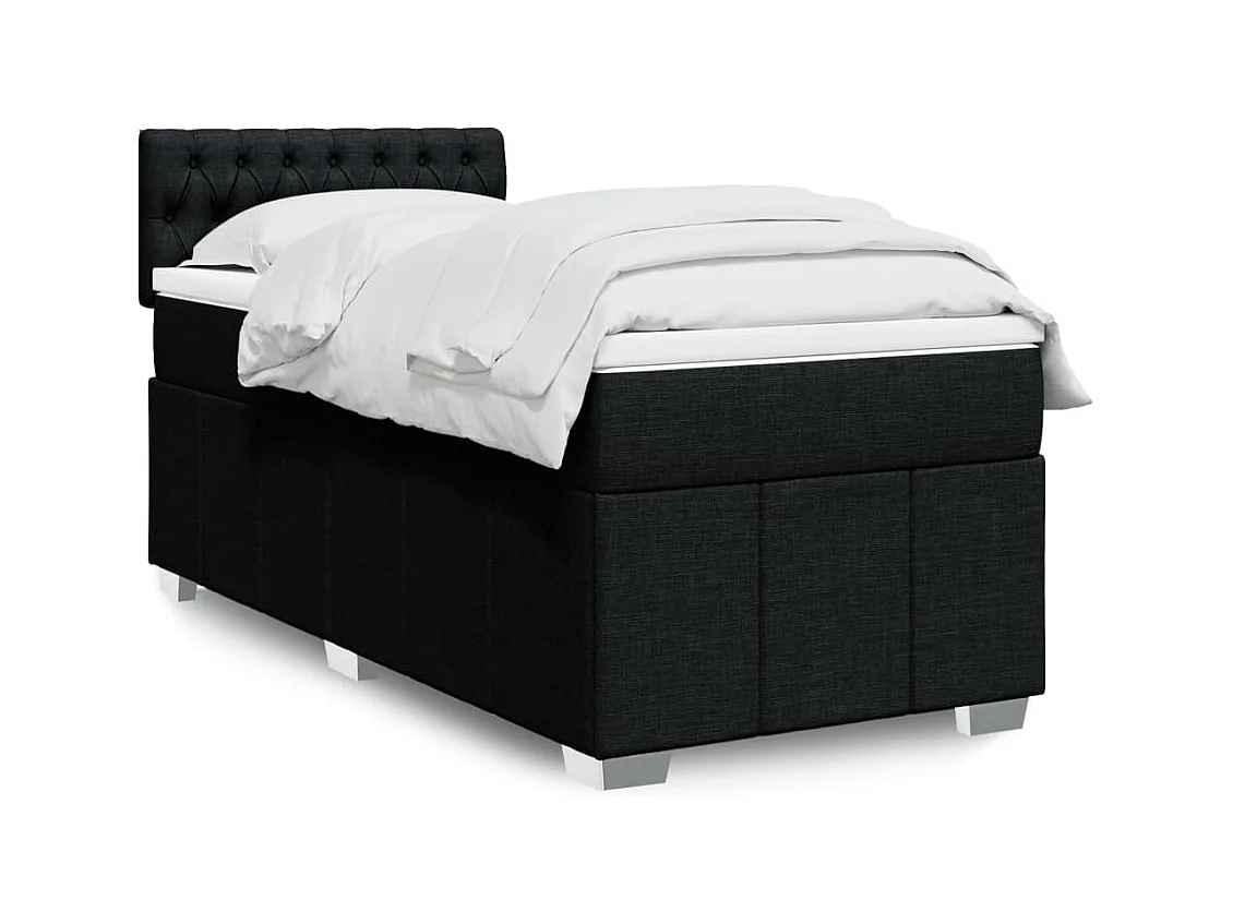 Sommier à lattes de lit avec matelas Noir 90x200 cm Tissu