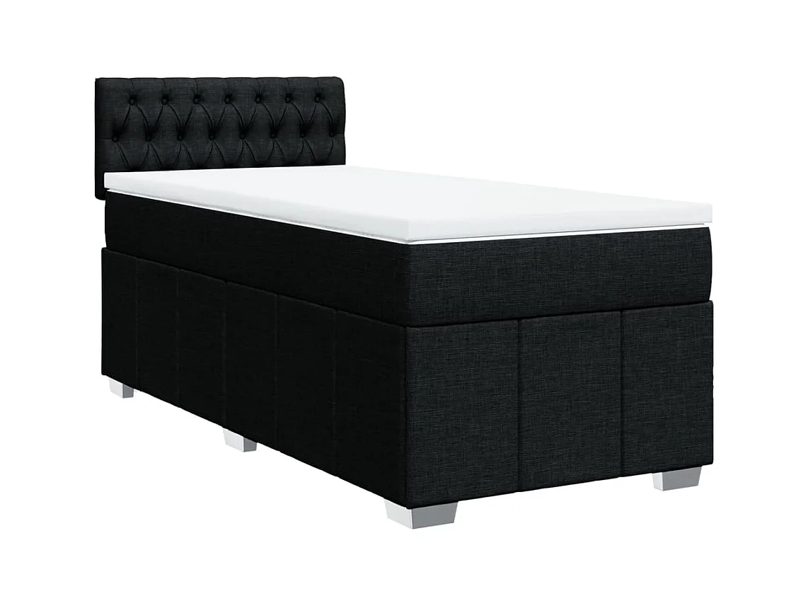Sommier à lattes de lit avec matelas Noir 90x200 cm Tissu
