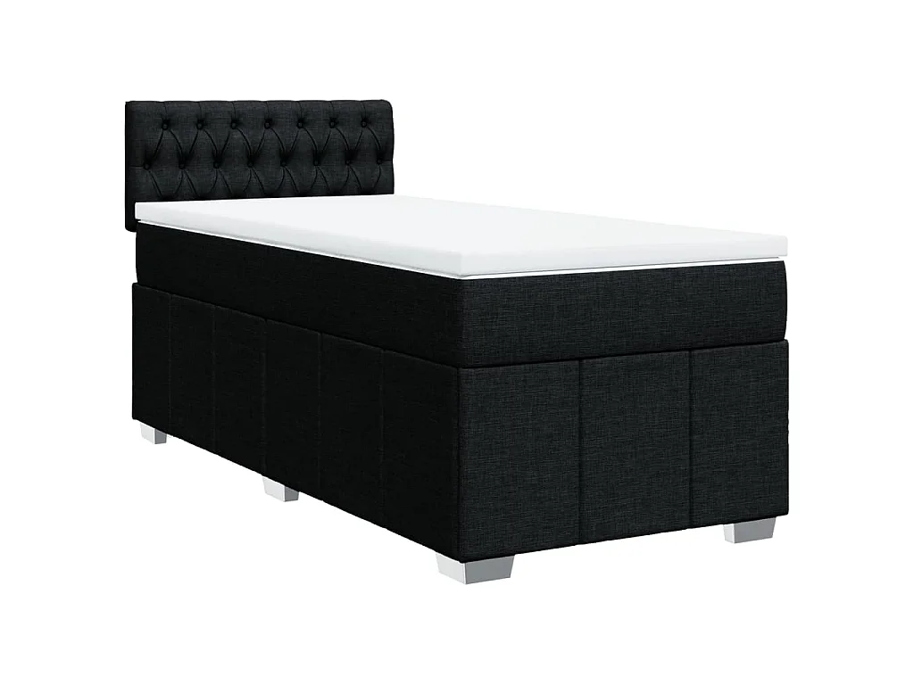 Sommier à lattes de lit avec matelas Noir 90x200 cm Tissu