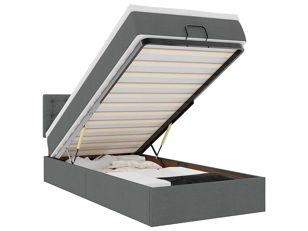 Ottoman bed met matras en LED's 90x190cm stof donkergrijs