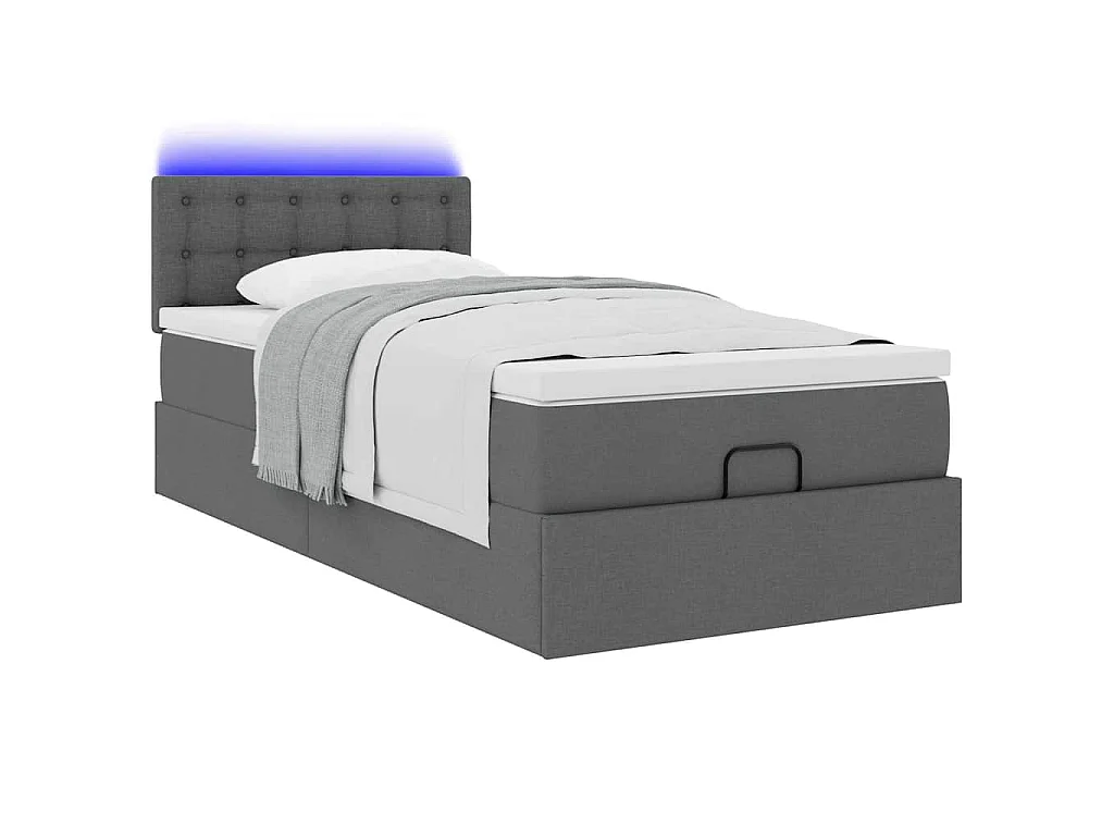 Ottoman bed met matras en LED's 90x190cm stof donkergrijs