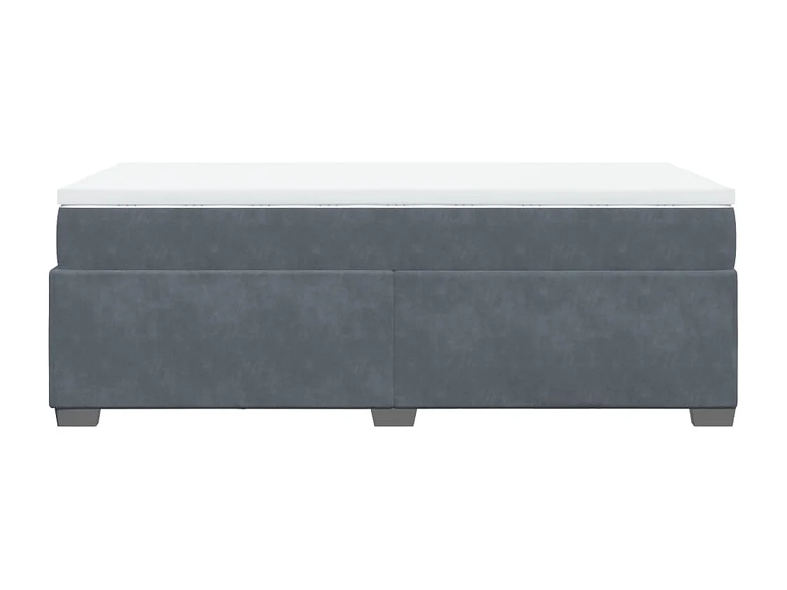 Cama box spring con colchón terciopelo gris oscuro 100x200 cm