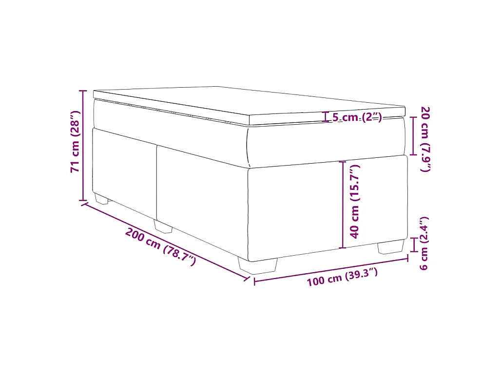 Boxspring met matras fluweel donkergrijs 100x200 cm