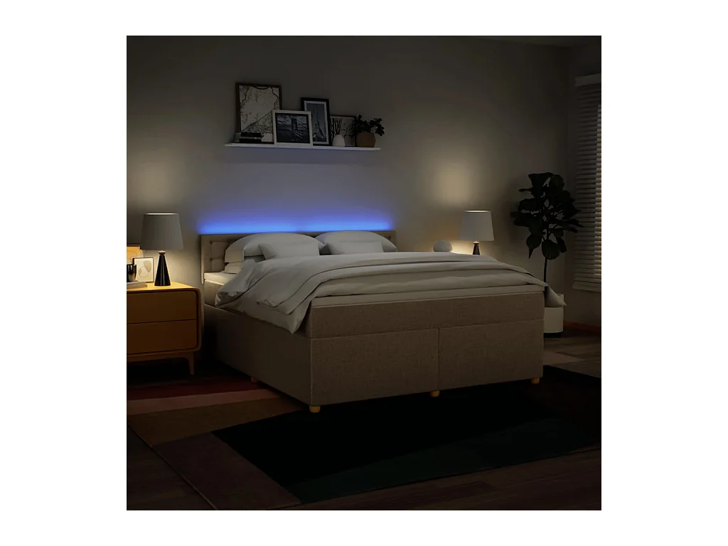 Boxspringbett mit Matratze Creme 180x200 cm Stoff