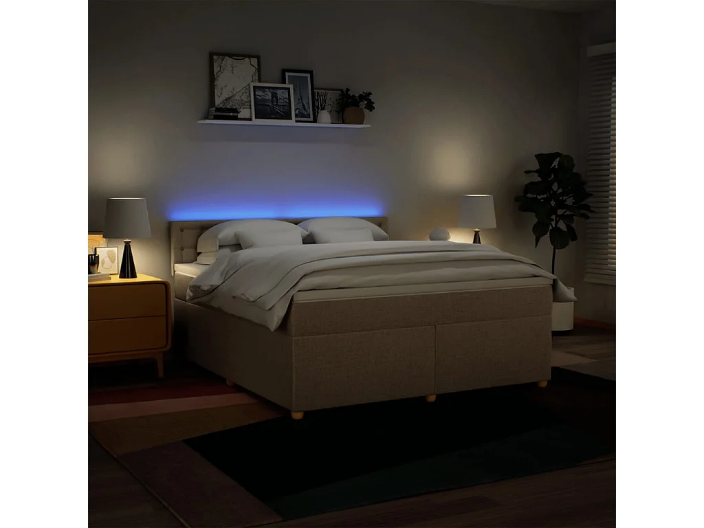 Giroletto a Molle con Materasso Crema 180x200 cm in Tessuto