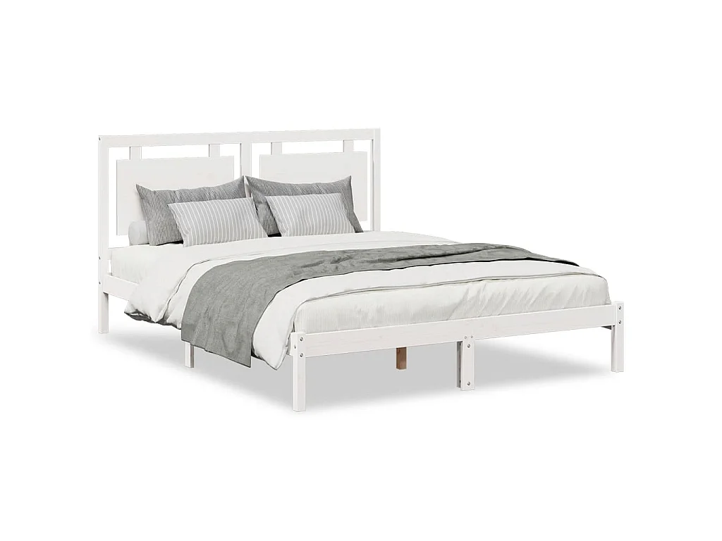 Massivholzbett Extra Lang ohne Matratze Weiß 160x220 cm