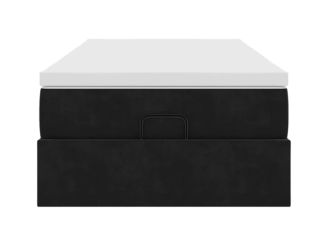 Cadre de lit ottoman avec matelas noir 90x200 cm velours