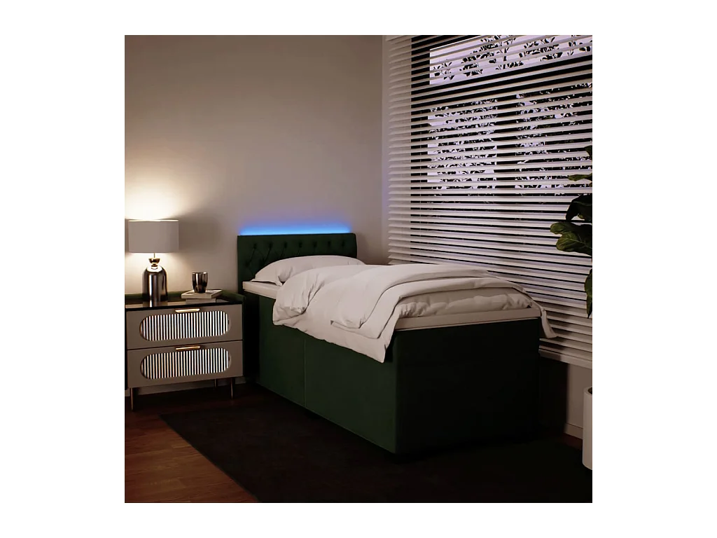 Sommier à lattes de lit avec matelas Vert foncé 90x200 cm