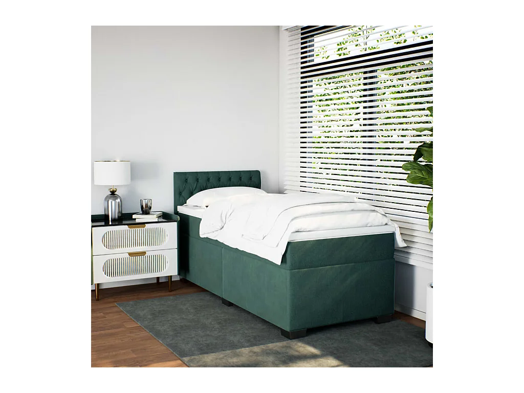 Sommier à lattes de lit avec matelas Vert foncé 90x200 cm