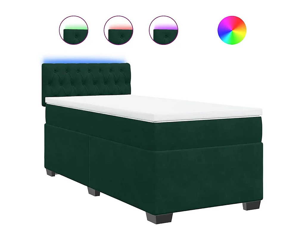 Boxspring met matras fluweel donkergroen 90x200 cm